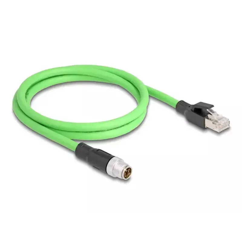 Tīkla kabelis DeLOCK M12 Kabelis X-kodēts 8 kontaktu vīrišķais uz RJ45 vīrišķais PUR TPU 2m