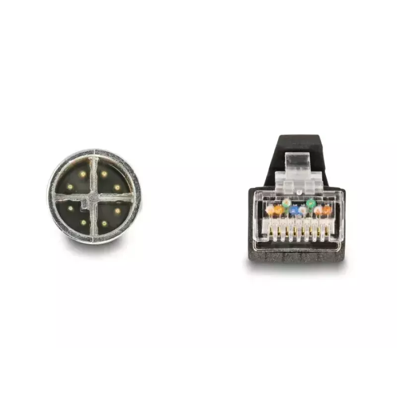 Tīkla kabelis DeLOCK M12 Kabelis X-kodēts 8 kontaktu vīrišķais uz RJ45 vīrišķais PUR TPU 2m