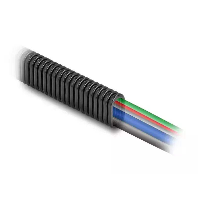 DELOCK plastmasas elastīgs ovāls kabeļu aizsargapvalks 13.6 x 6.3 mm, 5 m, melns