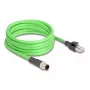 Tīkla kabelis DeLOCK M12 kabelis D-kodēts 4 kontaktu vīrišķais uz RJ45 vīrišķais PUR (TPU) 2 m