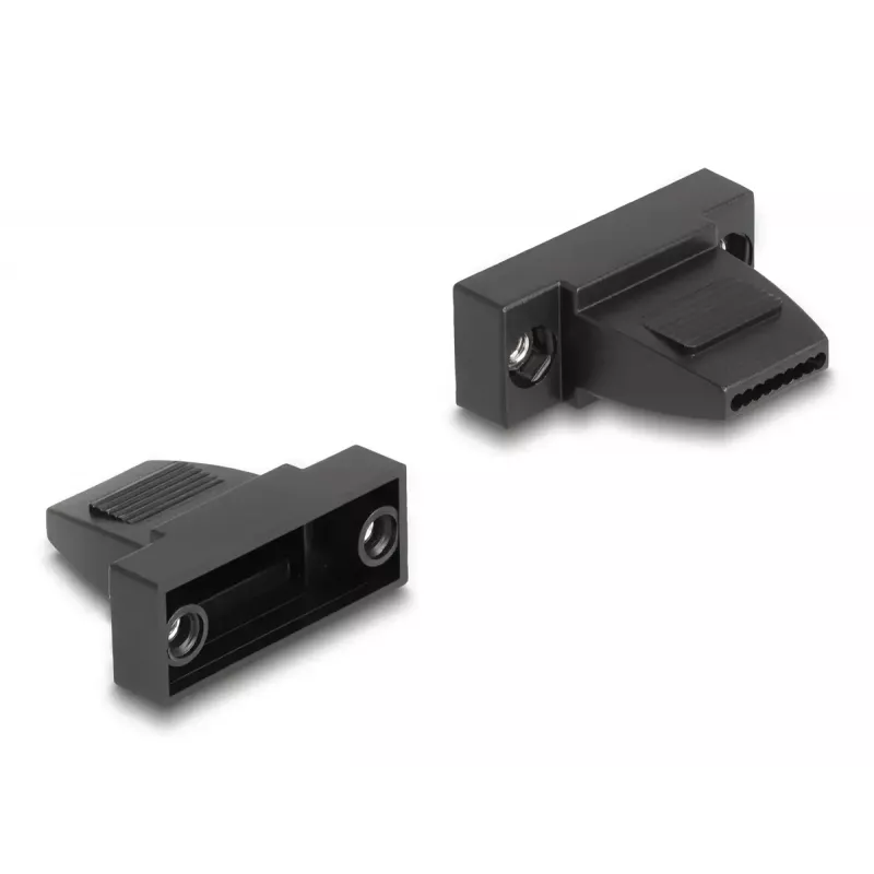 Kabeļa apvalks DELOCK D-Sub korpuss 9‑kontaktu plakanajam kabelim, plastmasa, melns, 25×32×14 mm
