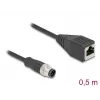Tīkla kabelis DeLOCK M12 kabelis A-kodēts 8-pin vīrietis uz RJ45 sieviete Cat5e 0,5 m Melns