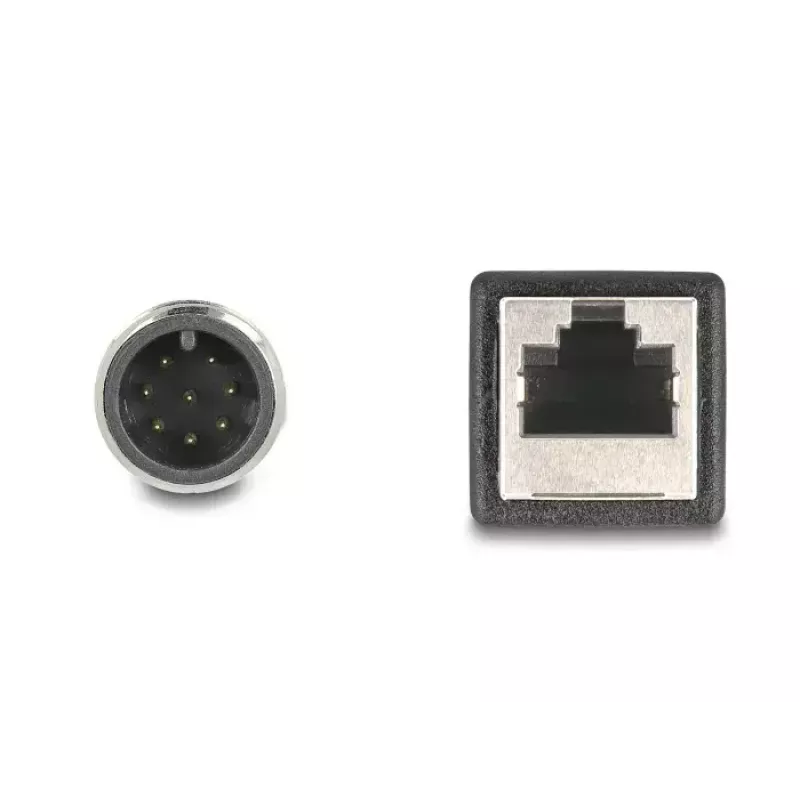 Tīkla kabelis DeLOCK M12 kabelis A-kodēts 8-pin vīrietis uz RJ45 sieviete Cat5e 0,5 m Melns