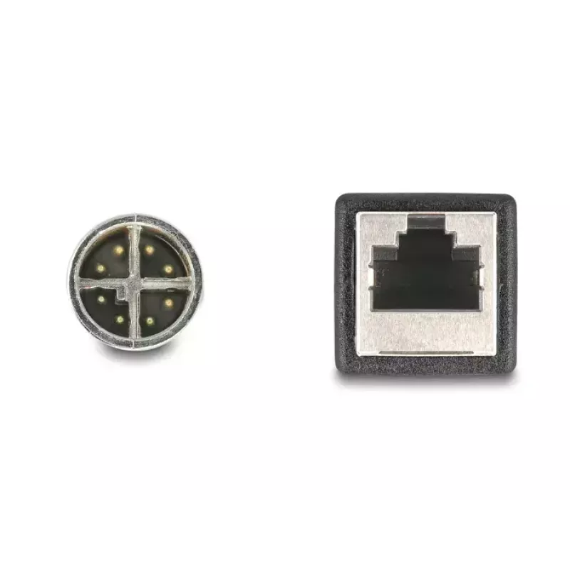 Tīkla kabelis DeLOCK M12 kabelis X-kodēts 8 kontaktu vīrišķais uz RJ45 sievišķo Cat5e 0,5 m Melns