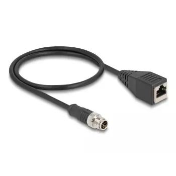 Tīkla kabelis DeLOCK M12 kabelis X-kodēts 8 kontaktu vīrišķais uz RJ45 sievišķo Cat5e 0,5 m Melns