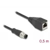 Tīkla kabelis DeLOCK M12 kabelis D-kodēts 4 kontaktu vīrišķais uz RJ45 sievišķo Cat5e 0,5 m melns