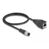 Tīkla kabelis DeLOCK M12 kabelis D-kodēts 4 kontaktu vīrišķais uz RJ45 sievišķo Cat5e 0,5 m melns