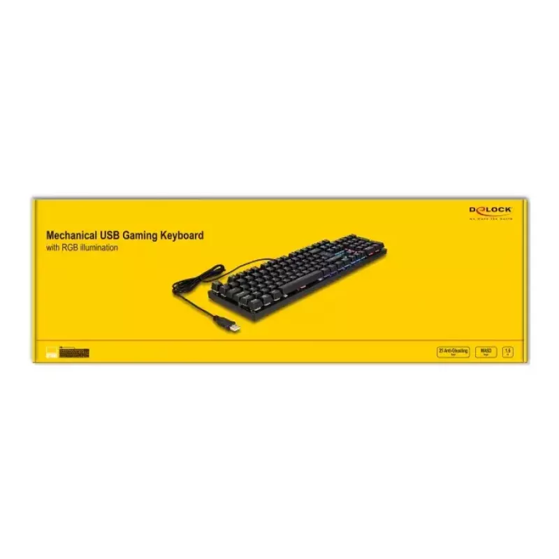 DeLOCK 12115 spēļu tastatūra USB QWERTZ vācu melna mehāniska RGB