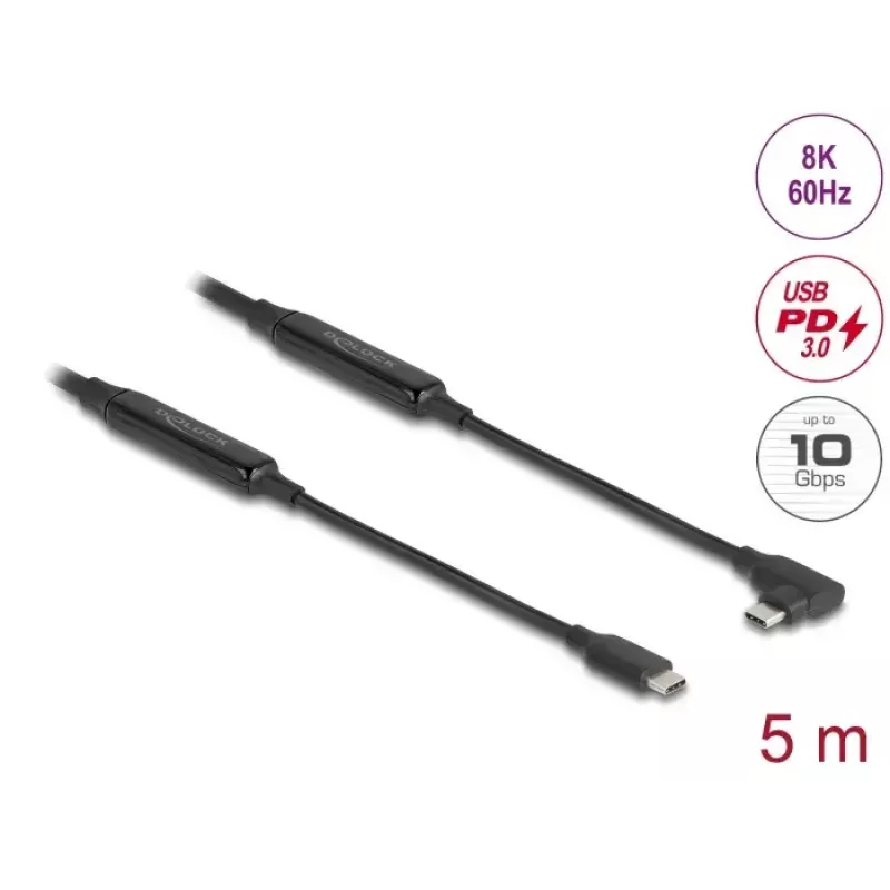 USB kabelis DeLOCK 81196 5m USB C melns 10 Gbit/s