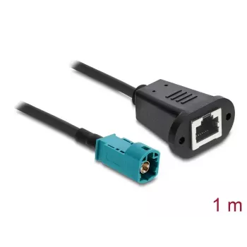 DELOCK 90699 koaksiālais kabelis ar HSD Z uz RJ-45 savienotājiem, 1 m, melns/zils