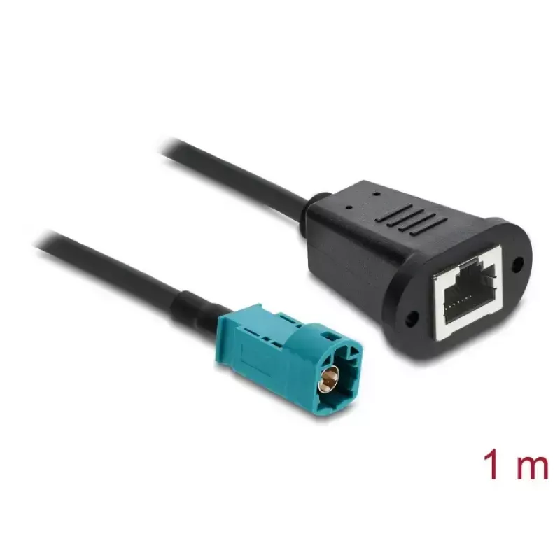 DELOCK 90699 koaksiālais kabelis ar HSD Z uz RJ-45 savienotājiem, 1 m, melns/zils