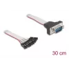 Plakans lentes RS-232 kabelis DELOCK 9-pin ligzda uz D-Sub 9-pin spraudnis ar uzgriežņiem, 30 cm, melns/pelēks