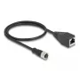 DeLOCK M12 adaptera kabelis D-kodēts, 4 kontaktu sievišķais uz RJ45 sievišķo, 50 cm