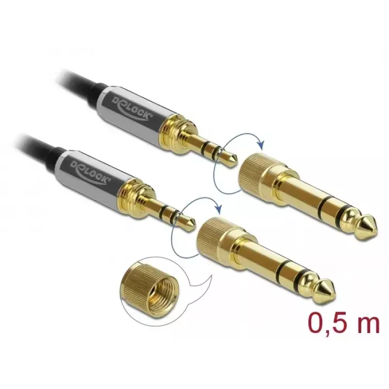 Audio kabelis DeLOCK 85784 0.5m 3.5mm melns pelēks