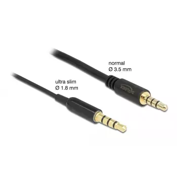 Audio pagarinātāja kabelis DeLOCK 66074 3,5 mm 4 kontaktu spraudnis ligzdai Ultra plāns 0,5 m melns