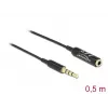 Audio pagarinātāja kabelis DeLOCK 66074 3,5 mm 4 kontaktu spraudnis ligzdai Ultra plāns 0,5 m melns