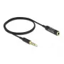 Audio pagarinātāja kabelis DeLOCK 66074 3,5 mm 4 kontaktu spraudnis ligzdai Ultra plāns 0,5 m melns