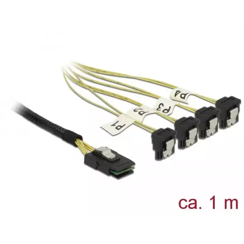 Iekšējais strāvas kabelis DeLOCK 85687 1 m Mini SAS SFF-8087 uz 4 SATA