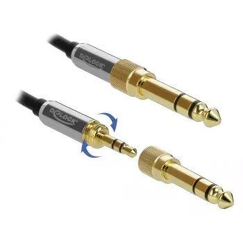 Audio kabelis DELOCK 85839 — 3,5 mm vīrišķais uz 3,5 mm vīrišķais, apzeltīti kontakti, 5 m, AWG 28, melns