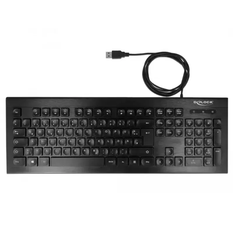DeLOCK 12672 tastatūra, biroja, USB, QWERTZ, vācu, melna