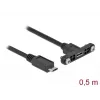 DeLOCK kabelis USB 2.0 Micro-B panelē montējama sievišķā savienotāja uz USB 2.0 Micro-B vīrišķo savienotāju 0,5 m