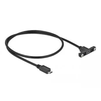 DeLOCK kabelis USB 2.0 Micro-B panelē montējama sievišķā savienotāja uz USB 2.0 Micro-B vīrišķo savienotāju 0,5 m
