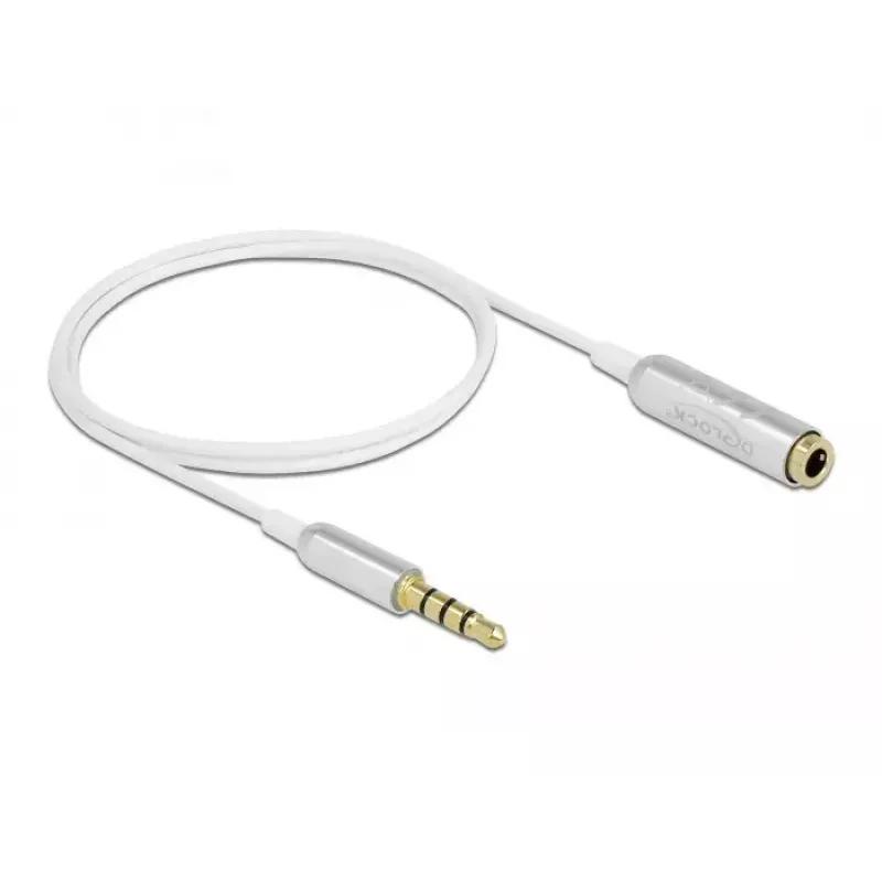 Audio pagarinātāja kabelis DeLOCK 66072 3,5 mm vīriešu uz sieviešu, īpaši plāns, 0,5 m, balts