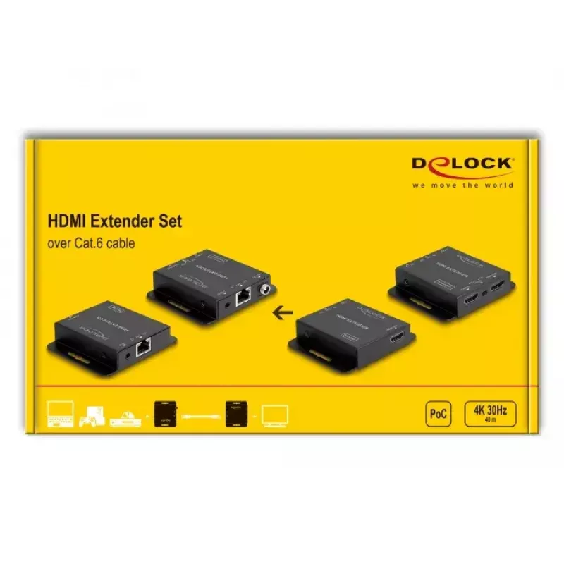 AV raidītājs un uztvērējs DeLOCK 65832 HDMI paplašinātāja komplekts 4K 30Hz