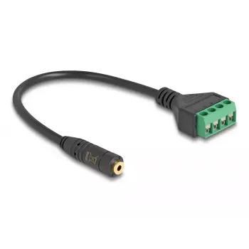 Audio kabelis DeLOCK 66294 0,2 m 2,5 mm sievišķais spraudnis uz spaiļu vīrišķo spraudni, melns