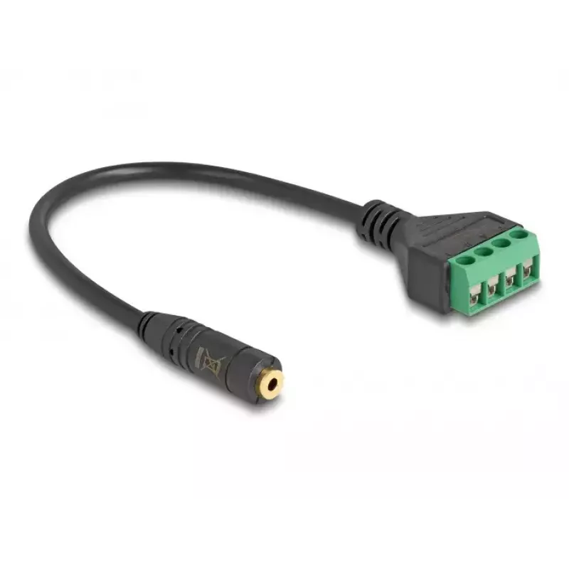 Audio kabelis DeLOCK 66294 0,2 m 2,5 mm sievišķais spraudnis uz spaiļu vīrišķo spraudni, melns