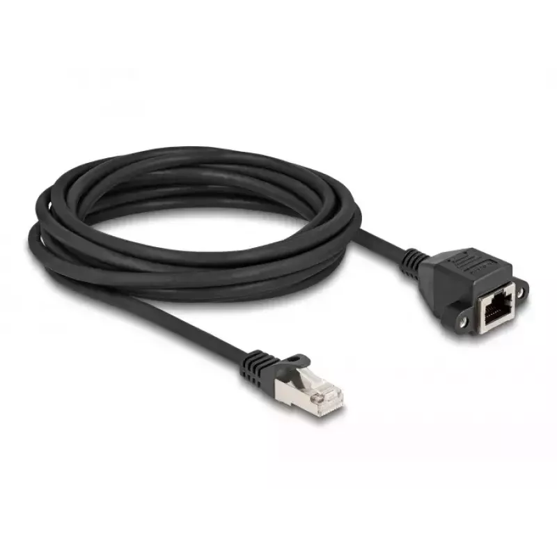 DeLOCK RJ50 pagarinātāja kabelis, vīrišķais - sievišķais, S/FTP, 5 m, melns