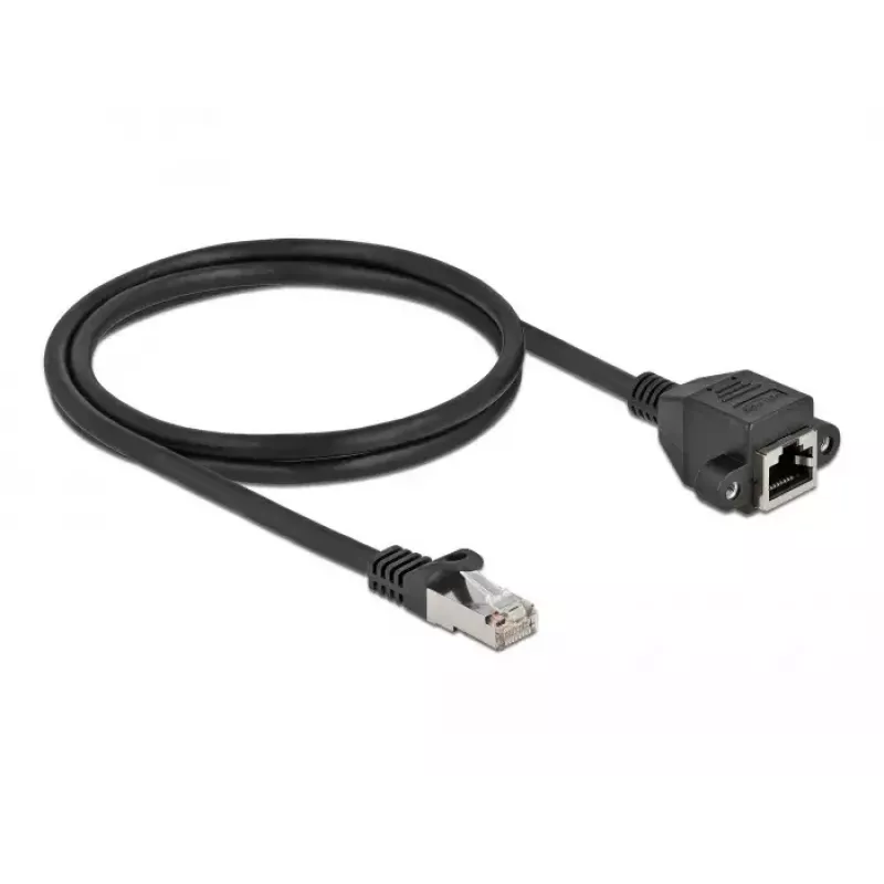 Tīkla pagarinātāja kabelis DeLOCK S/FTP RJ45 spraudnis uz RJ45 ligzdu Cat.6A 1 m melns 87001