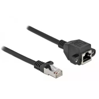 Tīkla pagarinātāja kabelis DeLOCK S/FTP RJ45 spraudnis uz RJ45 ligzdu Cat.6A 1 m melns 87001