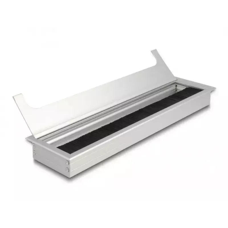 Kabeļu caurlaide DELOCK 66863 galdam, sudraba, 80×300×28 mm, 1 gab.