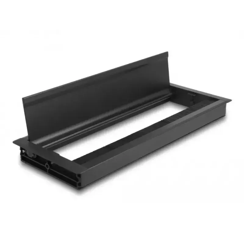 DeLOCK kabeļu caurlaide ar birsti galda montāžai 300 x 120 x 28 mm melna