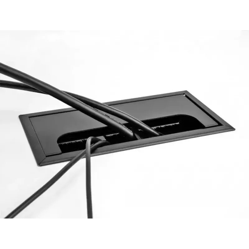 DeLOCK kabeļu caurlaide ar birsti galda montāžai 300 x 120 x 28 mm melna