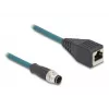 DeLOCK M12 adaptera kabelis ar A kodu, 8 kontaktu vīrišķais savienotājs uz RJ45 sievišķo savienotāju, 50 cm