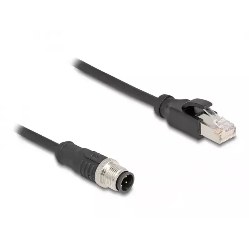 DeLOCK M12 Adaptera kabelis D-kodēts 4 kontaktu vīrišķais uz RJ45 vīrišķo 50 cm