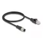 DeLOCK M12 Adaptera kabelis D-kodēts 4 kontaktu vīrišķais uz RJ45 vīrišķo 50 cm