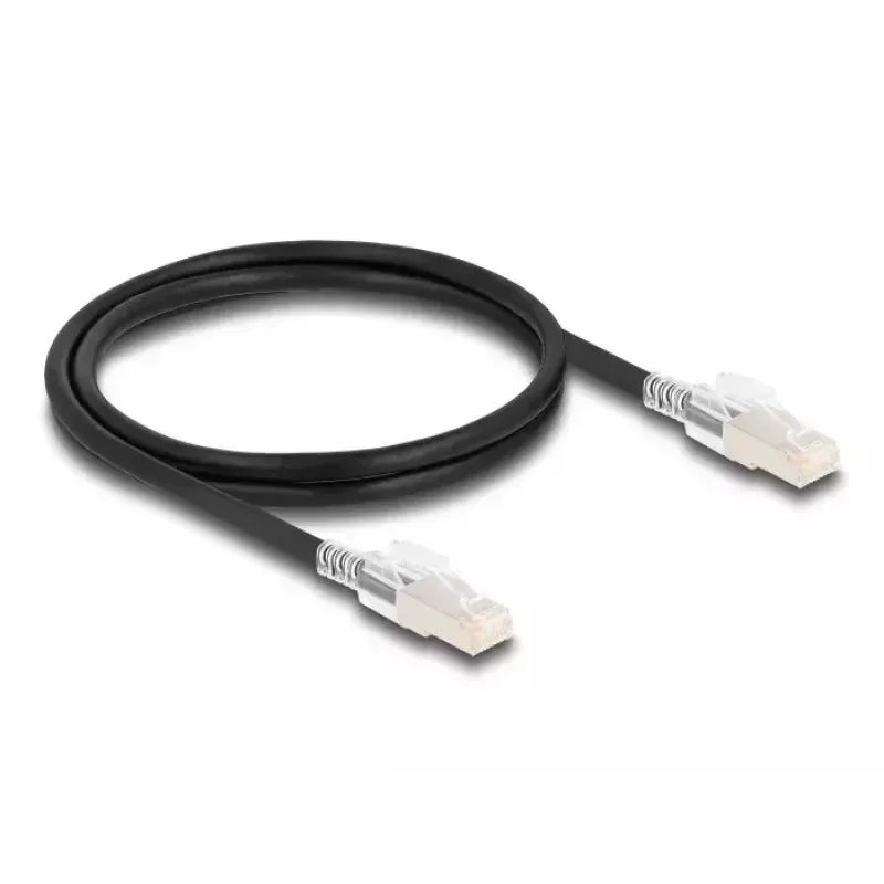 Tīkla kabelis DELOCK 80255 Cat6a S/FTP (S-STP) RJ-45–RJ-45 Melns 1 m