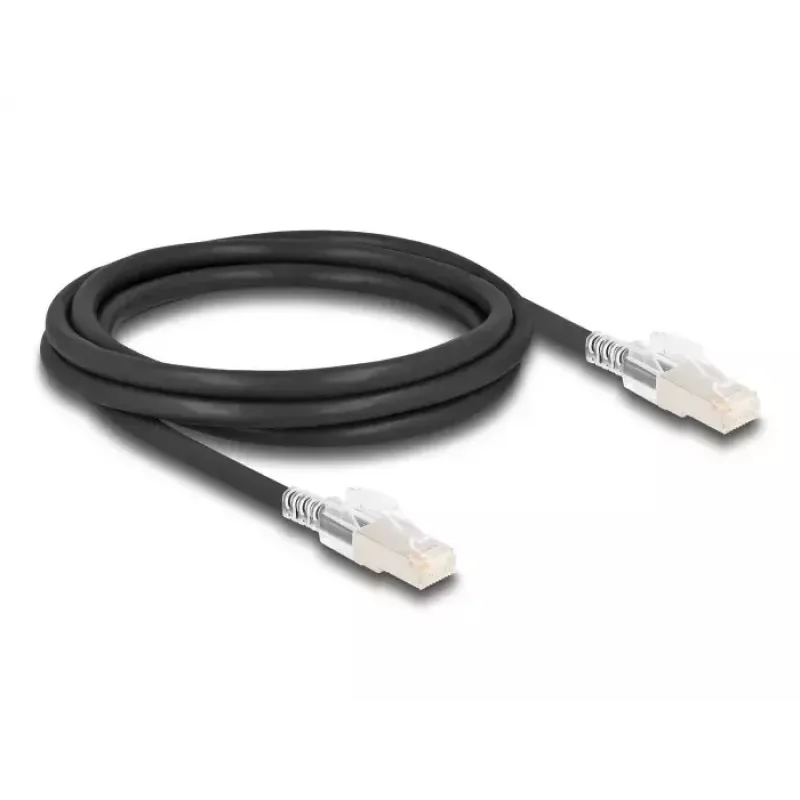 Tīkla kabelis DELOCK 80256 Cat6a S/FTP (S-STP) RJ-45–RJ-45, 2 m, melns