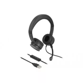 Austiņas DeLOCK USB Stereo Headset ar kabeļa tālvadību