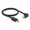 DisplayPort kabelis DeLOCK 8K 60 Hz 1 m vīriešu taisns uz vīriešu 90° lejup vērsts leņķveida