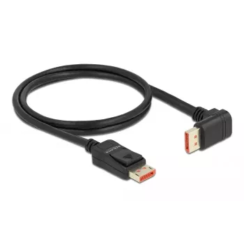 DisplayPort kabelis DeLOCK 8K 60 Hz 1 m vīriešu taisns uz vīriešu 90° lejup vērsts leņķveida