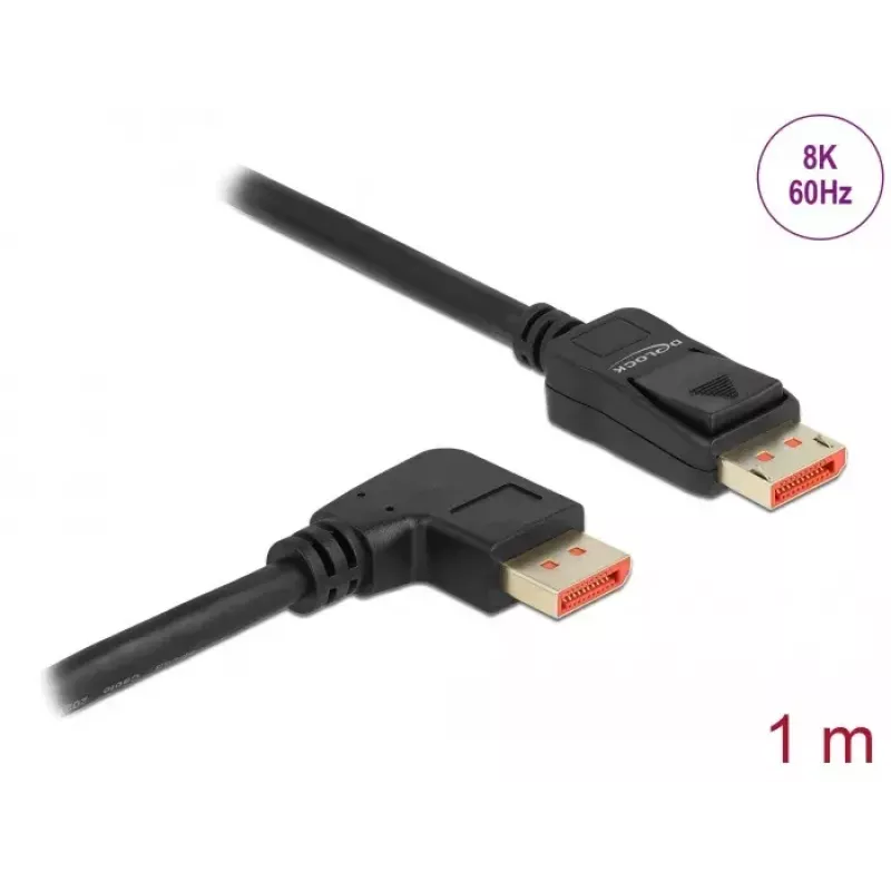 DisplayPort kabelis DeLOCK 8K 60 Hz 1 m vīrietis pret vīrieti 90° leņķa