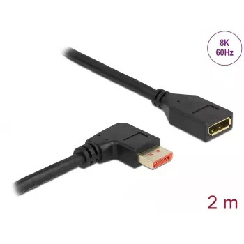 DisplayPort pagarinātāja kabelis DeLOCK 87078 2m 8K 60Hz leņķveida