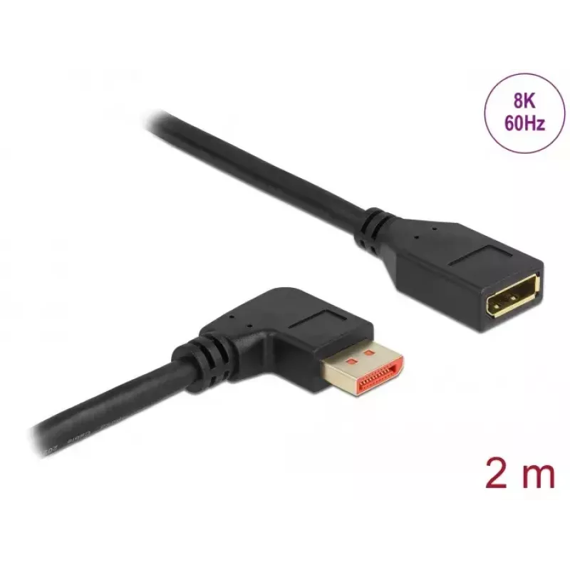 DisplayPort pagarinātāja kabelis DeLOCK 87078 2m 8K 60Hz leņķveida