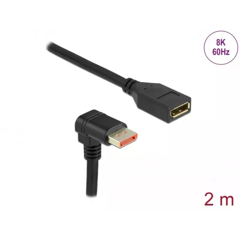 DisplayPort pagarinātāja kabelis DeLOCK 87091 2m 90° lejupvērsts leņķa