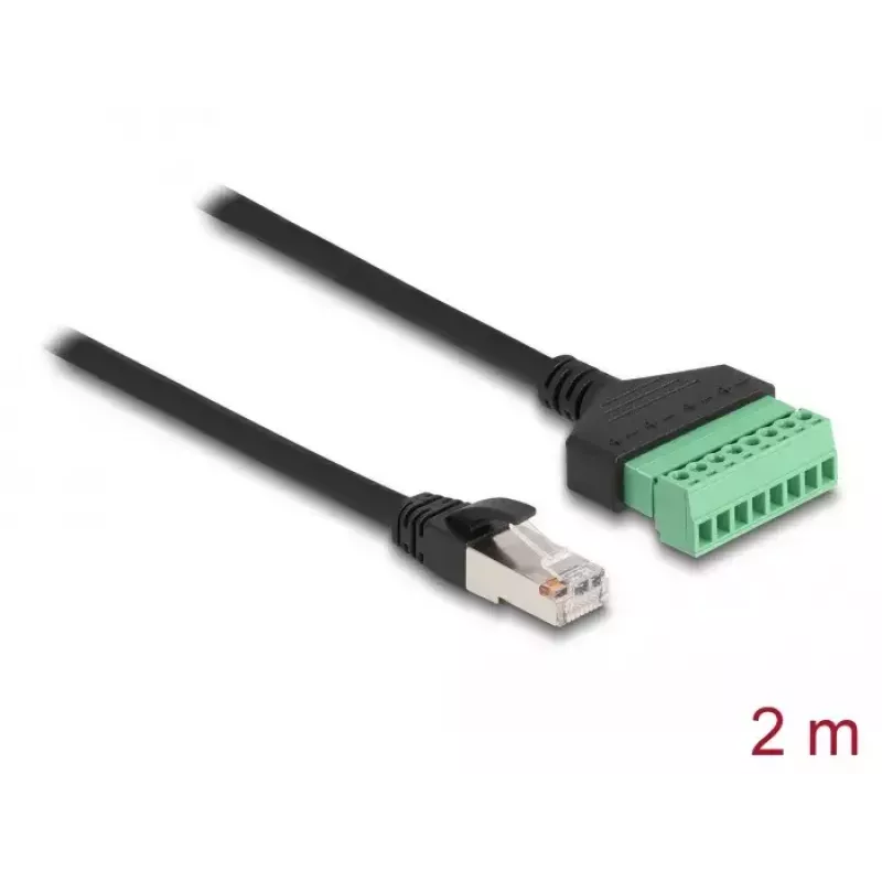 DeLOCK RJ45 kabelis Cat.6 spraudnis uz spaiļu bloka adapteri 2 m melns zaļš
