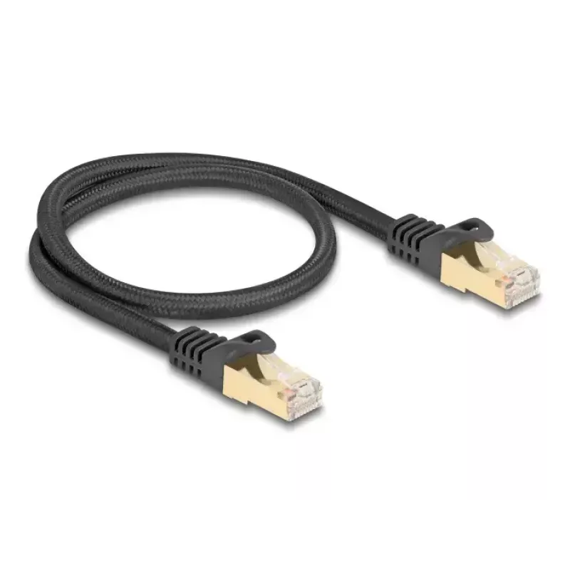 Tīkla kabelis DeLOCK RJ45 80316 kontaktdakša–kontaktdakša Cat.6A 0,5 m melns
